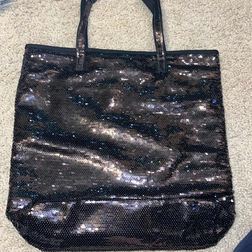 NWT: Victoria Secret Sequin Tote Bag Brown Color